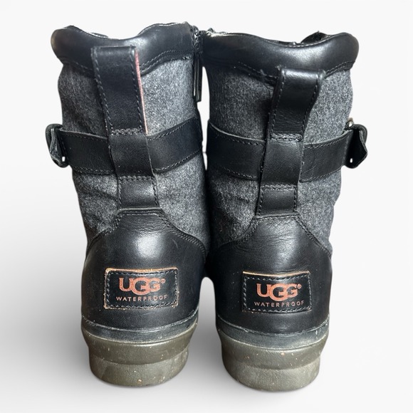 UGG Kesey Waterproof Leather And Wool Ankle Boots, BLK/Gray Women's 8.5 - Picture 4 of 7